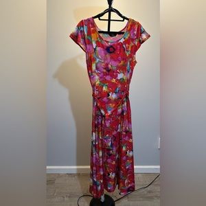 Floral A-line midi length dress